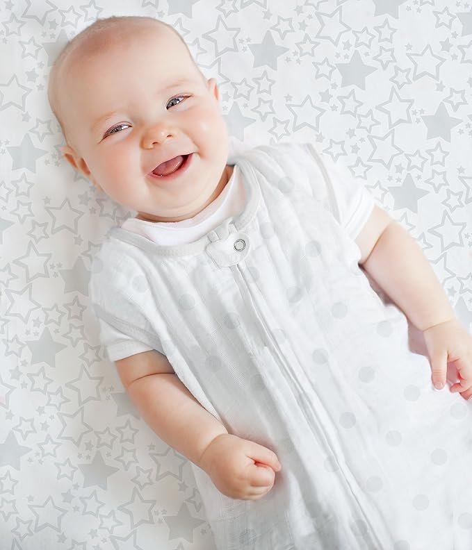 SwaddleDesigns Softest Cotton Muslin Fitted Crib Sheet/Toddler Sheet for Baby Boy & Girl, Sterling Starshine