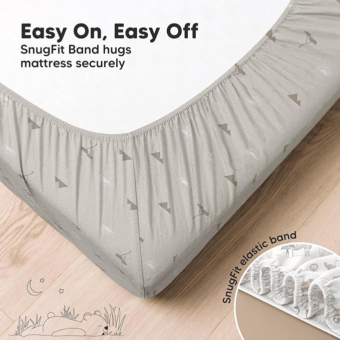 KeaBabies 2-Pack Fitted Crib Sheets for Boys, Girls, Baby - Soft Bamboo Viscose Cotton, 52x28 Standard Crib Mattress Sheets, Toddler Bed Mattress Cover, Gender Neutral, Breathable, Durable (Savannah)