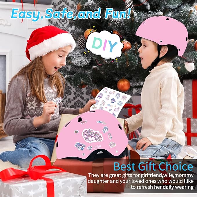 Adjustable Gradient Color Kids/Toddler Bike Helmet for 1-2-3-5-8-14 Years Boys Girls,Skateboard Helmet with Knee and Elbow Pads Wrist Guard Roller Skates,Cycling,Skating Scooter Longboard