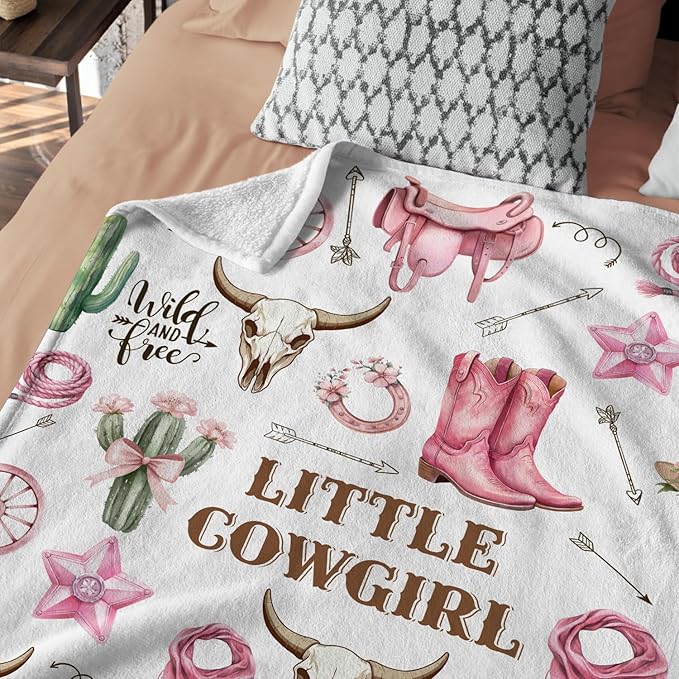 Pink Western Blanket, Western Decor for Nursery Room, Baby Blankets for Girls, Cowgirl Baby Blankets, Cowboy Baby Stuff, Soft Warm Lightweight Nursery Bed Blanket for Newborn Toddlers Daughter