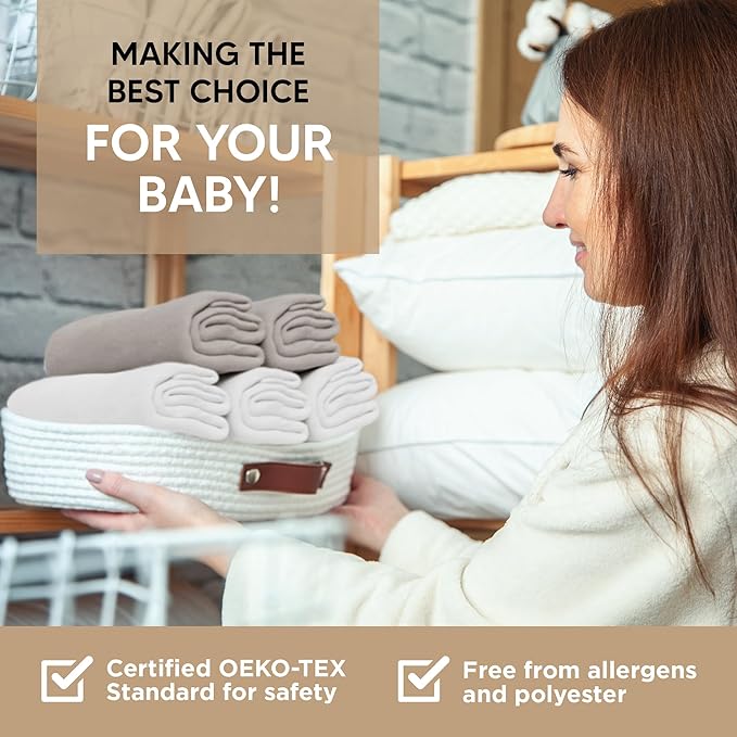 Bassinet Sheet for Bassinet Mattress - 100% Organic Jersey Knit Cotton - Snuggly Soft & Cozy Sheets Fitted for Ronbei, Amke, Baby Delight & Fodoss Bedside Sleeper - White & Grey - 2 Pack