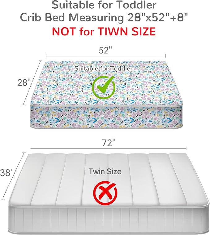 Mooreeke 4 Pieces Toddler Bedding Set - Purple Floral Toddler Comforter Sets for Girls, Includes Comforter, Flat Sheet, Fitted Sheet and Pillowcase, Bed in A Bag for Baby Bedroom