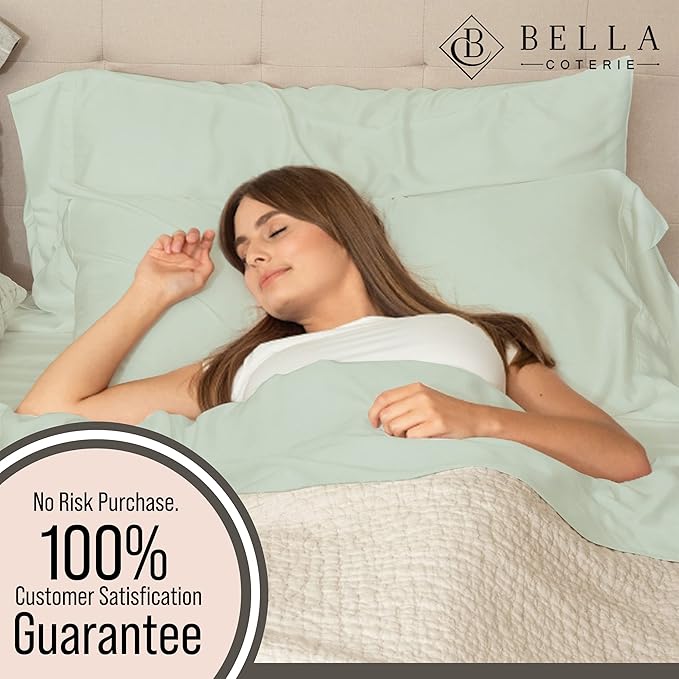 Bella Coterie Luxury Bamboo Viscose King Size Flat Sheet | 100% Organically Grown | Ultra Soft | Cooling for Hot Sleepers [Sea Glass]