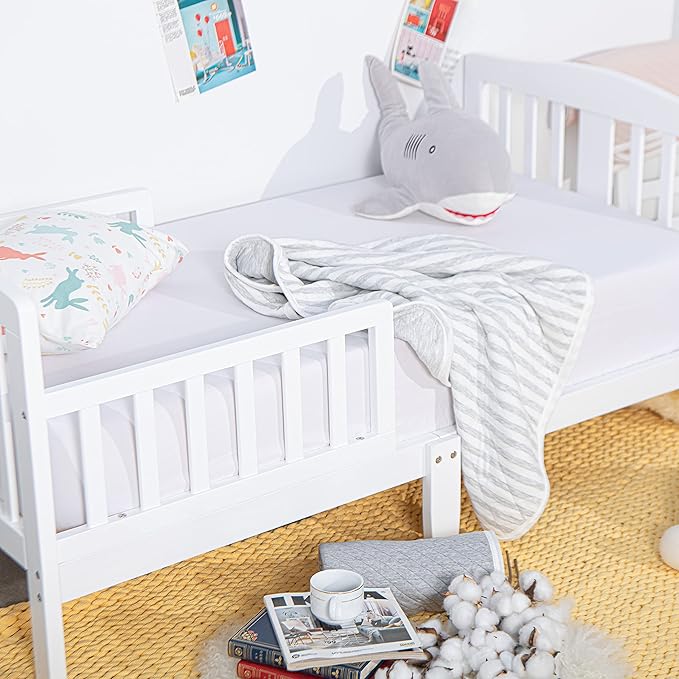 NTBAY 2 Pack 100% Brushed Microfiber Fitted Crib Sheet, Super Soft and Cozy 28x52 Crib Sheet for Standard Crib and Toddler Mattresses, Boys, Girls, Unisex, White, 28x52 Inches