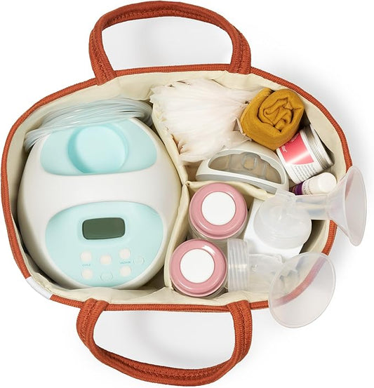 Natemia Rope Diaper Caddy Organizer – Nursery Storage Basket with 3 Compartments for Breast Pump Storage, Diapers, Wipes & Toys – Portable Tote and Gift Bag for Registry and Newborn Essentials
