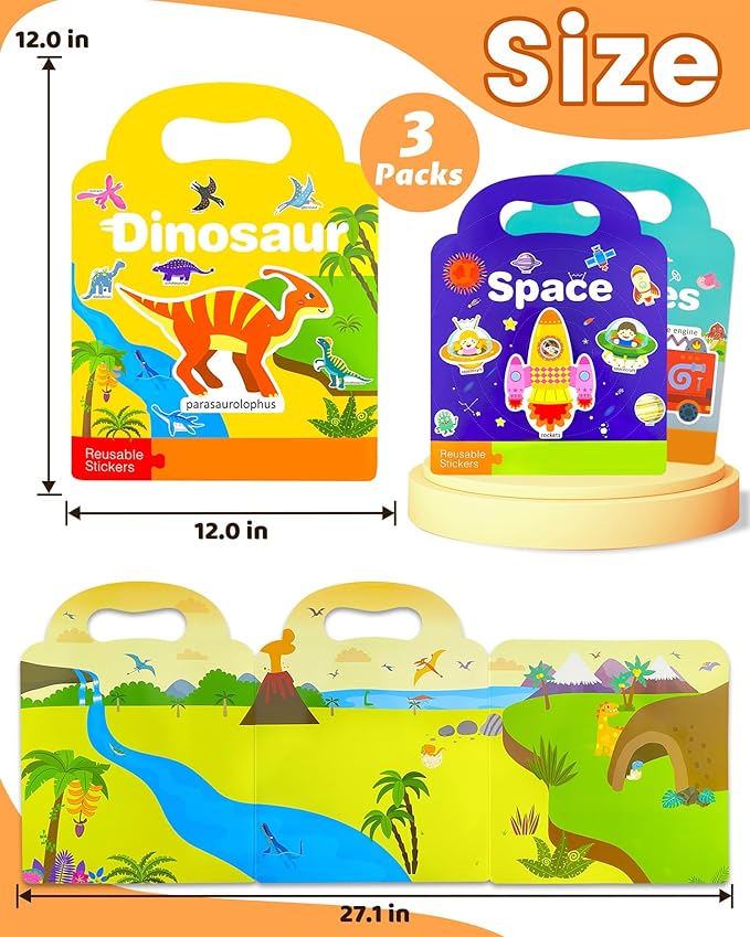 Walenced Reusable Sticker Book for Toddlers, Stickers for Kids, Toddler Sticker Book, Toddler Craft Activities, Toddler Travel Toys Ages 3 and Up Boy Girl Birthday Gifts