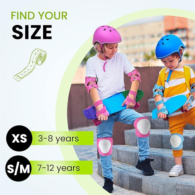 99FLIPS Knee Pads for Kids 3-12 Years - 6pcs Complete Set Certified by TÜV Rheinland - Knee Pads Elbow Pads and Wrist Guards for Kids and Toddler - Skateboard Roller Skates Scooter