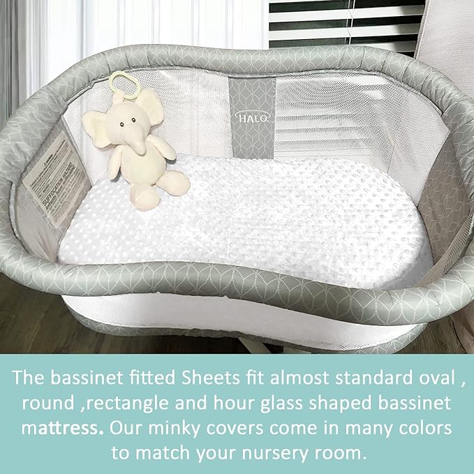 Owlowla Bassinet Sheet Set,Ultra Soft Minky Cradle Sheets Universal Fitted Bassinet Pad/Mattress for Baby Boys Girls(Ivory/Caramel)