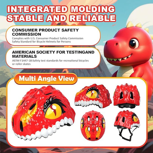 Toddler Kids Bike Helmet,3D Dinosaur Helmets for Boys Girls Infant/Baby to Children 1/2/3/4/5/6/7/8 Years Old Lightweight Adjustable Multi-Sports Bicycle Scooter Skateboard Skating Cycling