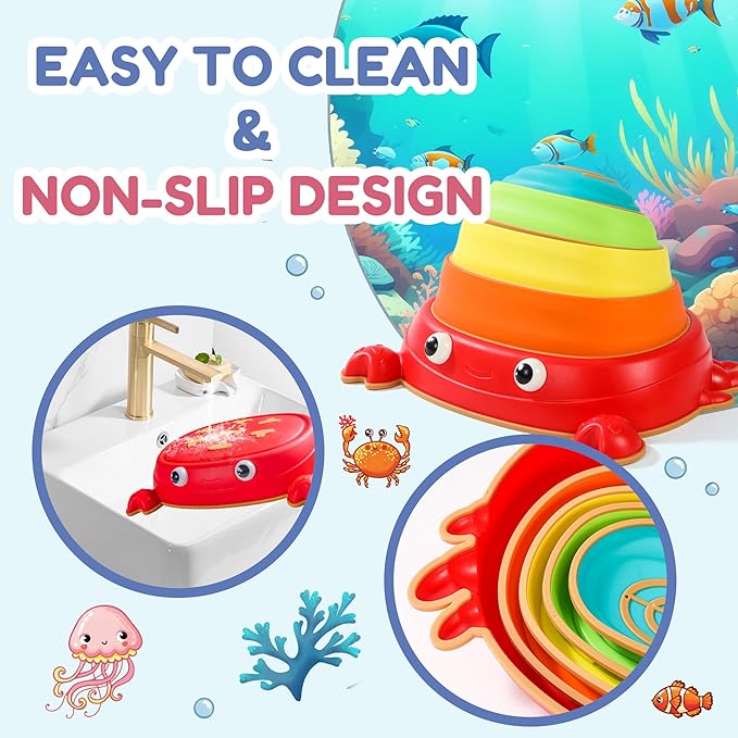 makarci Crab Stepping Stones for Kids,5pcs Double Anti-Slip Balance Sensory Stepping Stones Promoting Toddlers’ Sensory and Coordination Development，Indoor and Outdoor Play for Kids 3-8