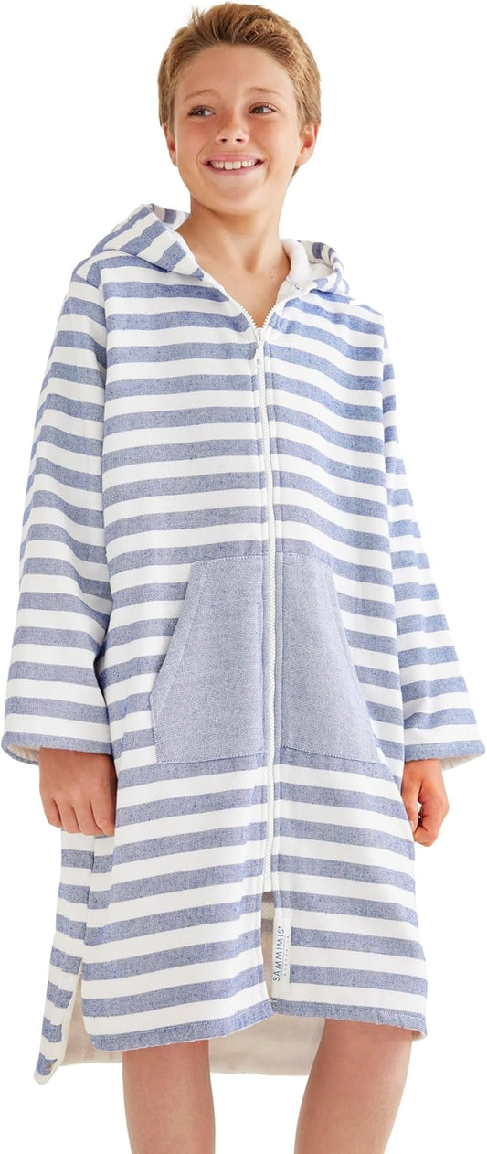 SAMMIMIS Kids Bathrobe & Hooded Towels for Kids - Soft Turkish Bath Towels with Terry Lining, Zip & Pockets - Gift Idea