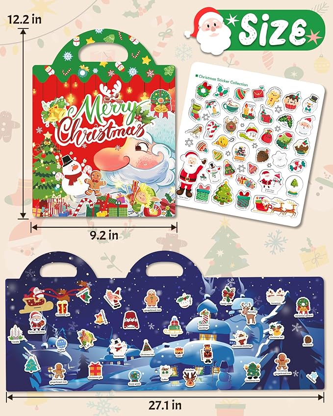 Benresive Reusable Sticker Books for Kids, Sticker Books for Toddlers, Toddler Travel Toys Activities Crafts Ages 3 and Up Birthday Gifts - Christmas