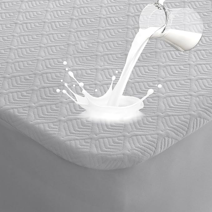 Softhour Waterproof Mattress Protector, 3D Air Fabric Bed Cover with Deep Pocket - Twin Size, Light Grey