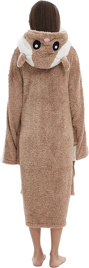 CuteOn Bathrobe for Women Soft Fleece Hooded Plush Loungewear