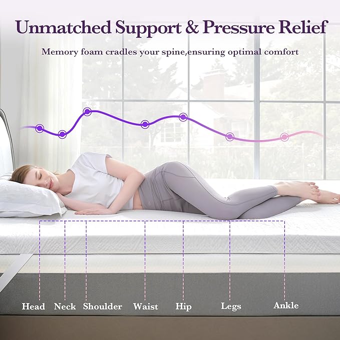 SINWEEK 3 Inch Gel Memory Foam Mattress Topper with Cooling Cover Ventilated Soft Mattress Pad, Bed Topper, CertiPUR-US Certified, Twin XL Size,
