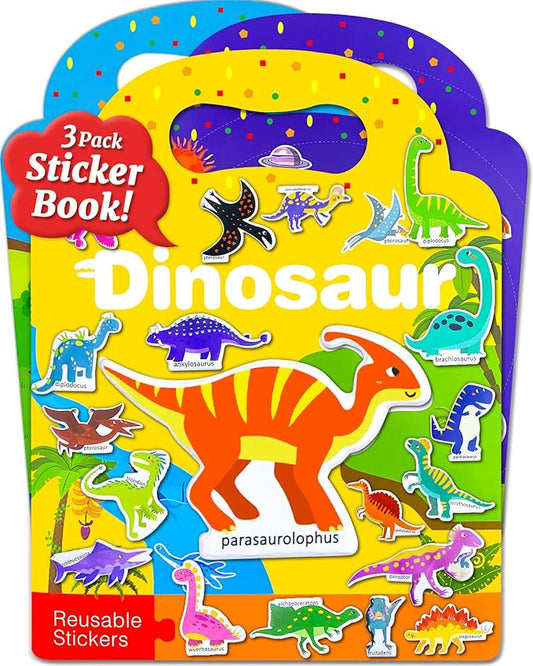 Benresive Reusable Sticker Books for Toddlers, 3 Sets Travel Stickers for Kids, Toddler Sticker Book, Crafts Activities for Toddlers, 3 and Up Birthday Gifts Travel Toys