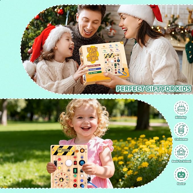 Busy Board for Toddlers - Montessori Educational Toy for 1-3 Year Old Boys & Girls | Travel-Friendly Sensory Learning Activity | Ideal for Kids with Autism(Clocks Busy Board)