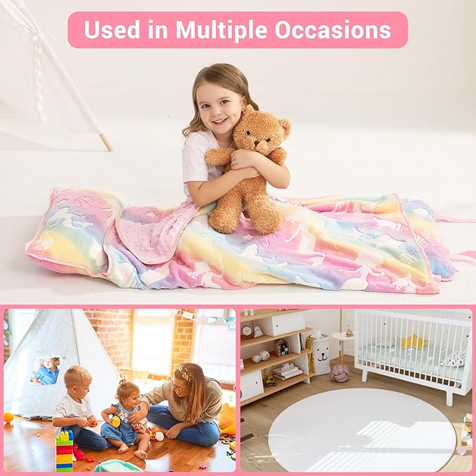 Toddler Nap Mat with Pillow and Blanket, Extra Large Rolled Napping Mats,Slumber Bags for Boys Girls,Kids Sleeping Bag for Daycare, Preschool Travel Camping