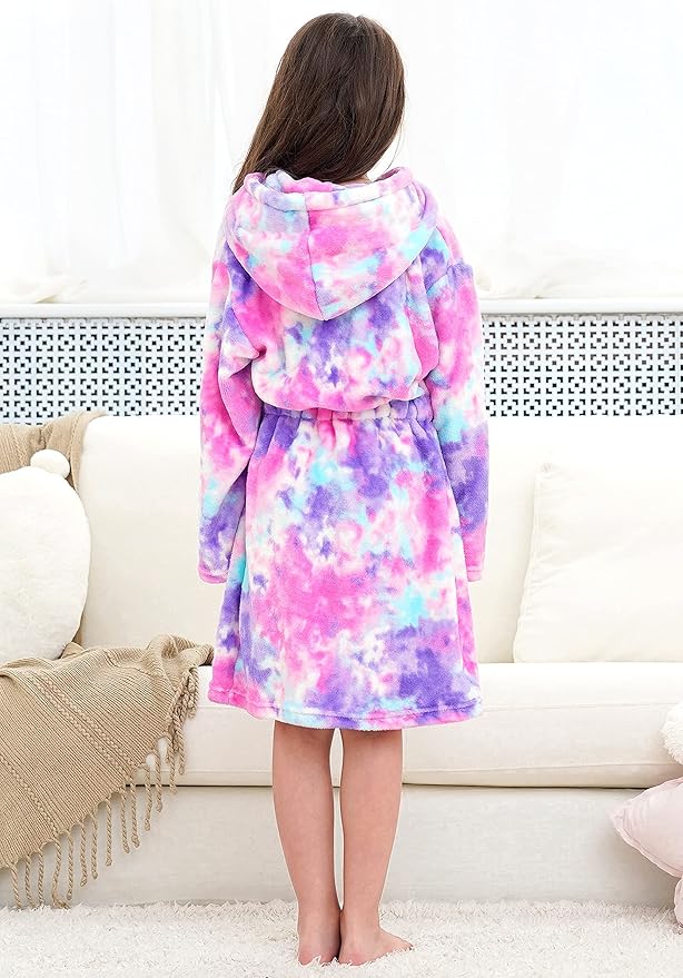 Doctor Unicorn Soft Hooded Rainbow Bathrobe Sleepwear for Girls