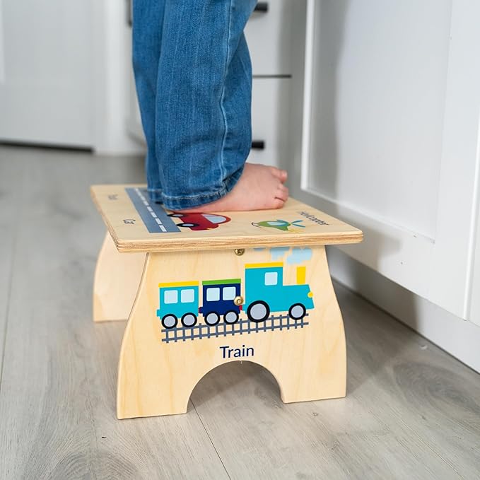 Farm Animal Step Stool for Toddlers- Personalized Wood Kids Step Stool with Name for Kitchen Sink, Bathroom, Potty Training, Kitchen Sink- Sturdy and Safe- Made in USA by BloomOwl (Farm- Watercolor)
