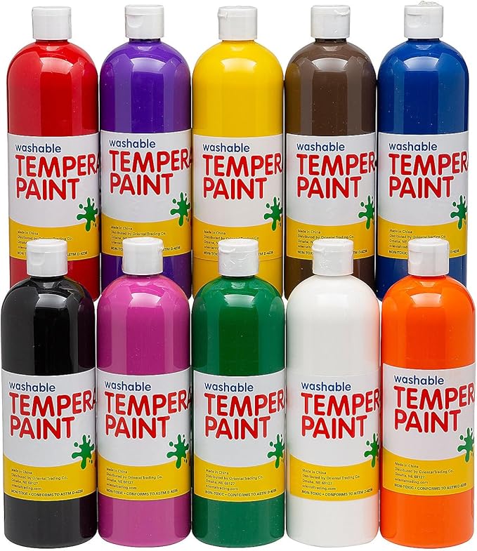 Washable Tempera Paint Set (10 Bright Colors) Craft and Learning Activities for Kids (5)