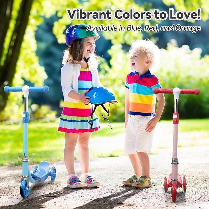 Toddler Scooter, Scooters for Kids Age 3-5, Boy Girl Gift 3-Wheel Kick Scooter with LED Light Up Wheels, Adjustable T-Bar Handle, Cute Deck, Safe Smooth Riding Outdoor, Max 100 lbs, Xmas Box Wrapped