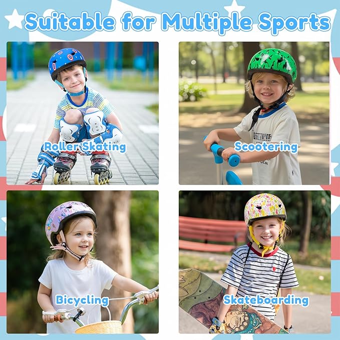 Toddler Bike Helmet with Gloves and Backpack Set, 3 Sizes for Baby Infant to Kids Ages 1-3 3-5 5-8+, Adjustable Boys Girls Bike Helmet for Bicycle/Scooter/Skateboard/Roller Skate