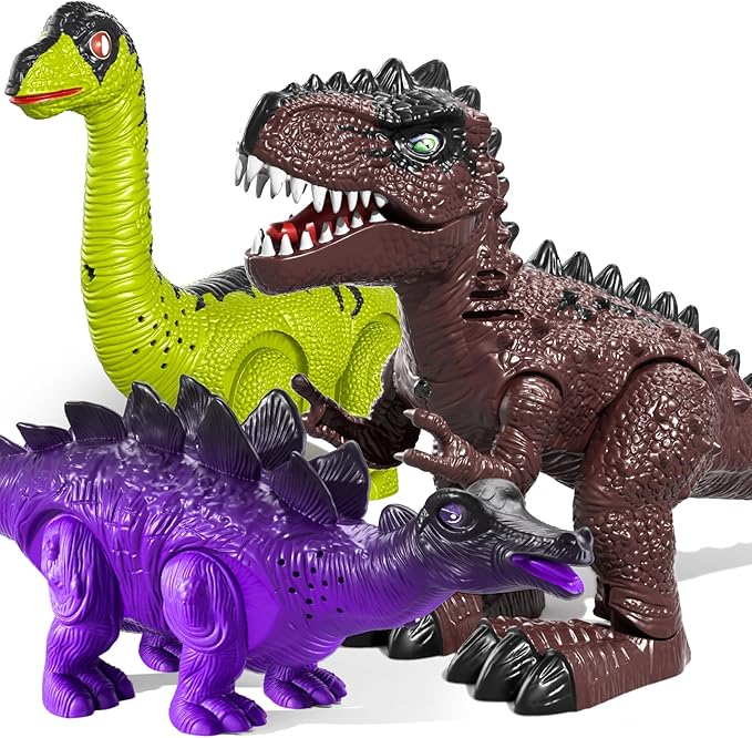 Dinosaur Toys for Kids 3 4 5 6 7 8 Years Old - Electronic Walking Dinosaur Figures for Boys 4-7 5-7, Toddler Boys Toys Set for Kids 3-5 with Sound Light, Birthday Gifts