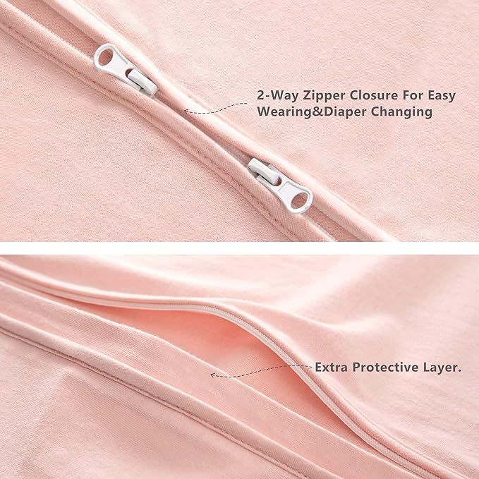 TILLYOU 2 Pack Baby Sleep Sack 18-24 Months 100% Cotton Wearable Blanket 0.5 TOG Sleeveless Summer Sleep Sacks with 2-Way Zipper, Pink Elephant & Cloud