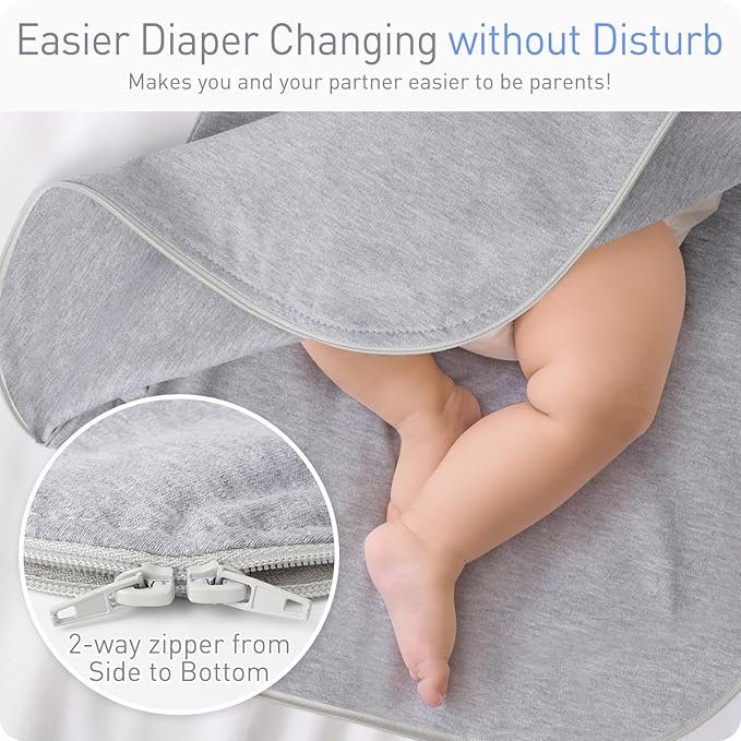 Premium Soft Cotton Transitional Swaddle Sack with Arms Up & Sleeves 3-6 Months, Mitten Cuffs, 2-Way Zipper, Sleeping Sacks for Newborns - Calms Startle Reflex, Boys & Girls Sleep Bag