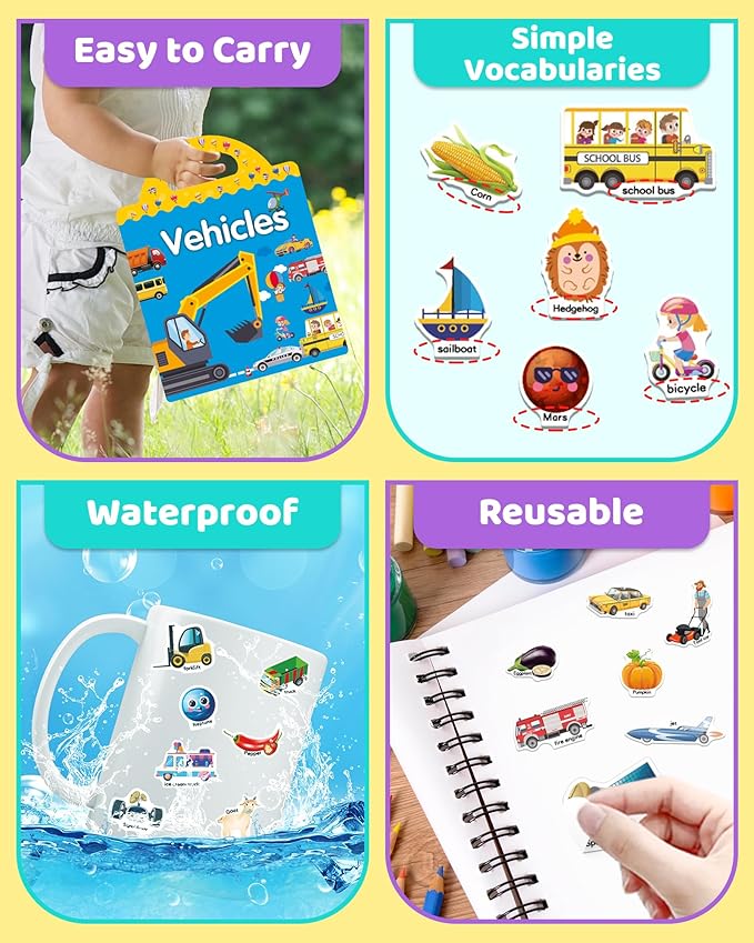 Benresive Reusable Sticker Books for Kids 2-4, Sticker Books for Toddlers 1-3 2-4, Toddler Travel Toys Activities Crafts Gifts