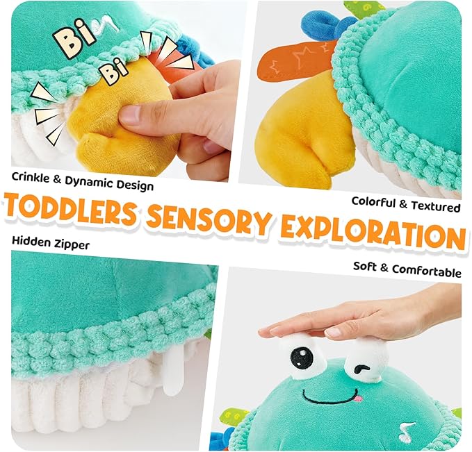FUNZBO Baby Toys 12 18 Months - 3 in 1 Musical Dancing Crawling Crab Baby Plush Toy, Interactive Infant Tummy Time Toys with 50 Songs & Recording Feature, Christmas Birthday Gifts for Age 1-3 Toddler