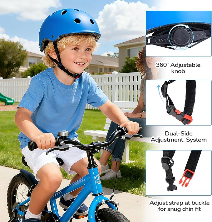 Kids Bike Helmet, Toddler Helmet for Youth Boys Girls Ages 3-14 Year Old, Adjustable Fit & Lightweight, Multi-Sport Safety for Skateboard Skating Bicycle Scooter Cycling