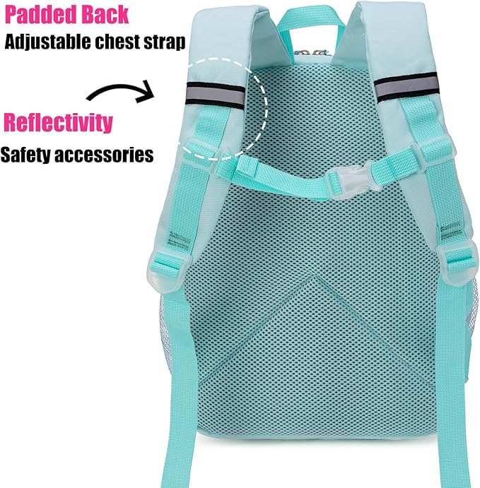 HawLander Little Kids Backpack for Boys or Girls, Toddler School Bag Fits 3 to 6 years old, Light Green, 15 Inch