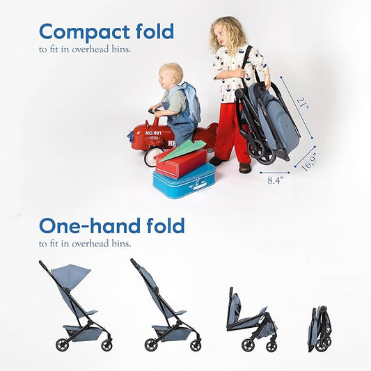 Joolz Dot Ultra Lightweight Travel Stroller for Toddler – Compact & Airplane Stroller (only 12.2lbs) -One-Handed Folding Design - UPF 50+ Canopy - Reclining Seat - (Lagoon Blue)