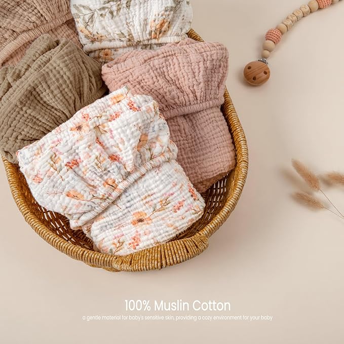 lulumoon Baby Bassinet Sheets Muslin: Cotton Bedside Bassinet Sheets Floral for Girls - Fitted for Bedside Sleeper Mattress