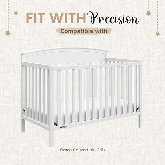 Crib Sheets 100% Organic Muslin Cotton Sheets for Boys & Girls, Fitted Sheets for Standard Crib & Toddler Mattress - Super Soft & Breathable for Cozy Comfort | White + Grey - 52"x28" (2 Pack)