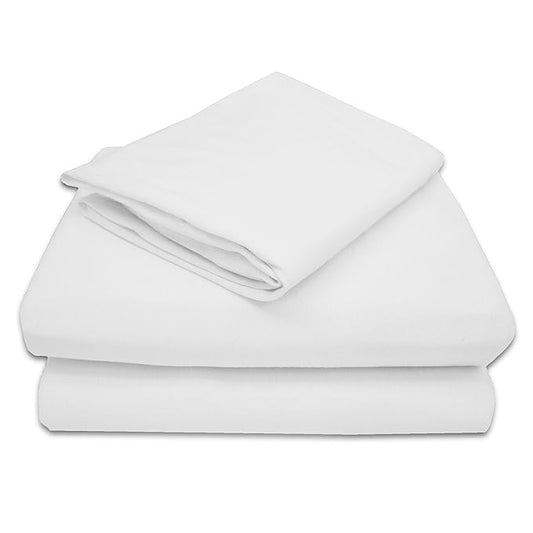 TL Care 100% Natural Cotton Jersey Knit 3-Piece Toddler Sheet Set, White, Soft Breathable, for Boys and Girls