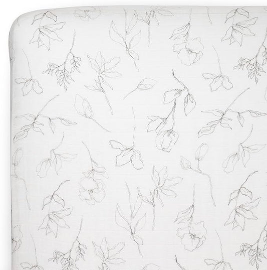 Little Unicorn 100% Natural Organic Cotton Muslin Crib Sheets | Breathable, Naturally Soft Fabric (Pencil Floral)