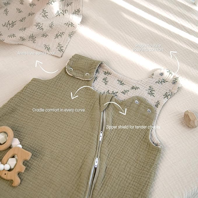 lulumoon Sleep Sack Muslin for Baby: Cotton Wearable Blanket for 9-15 Months - Soft Lightweight Ideal for Nursery Lounge Nighttime Naptime 6-12 Months