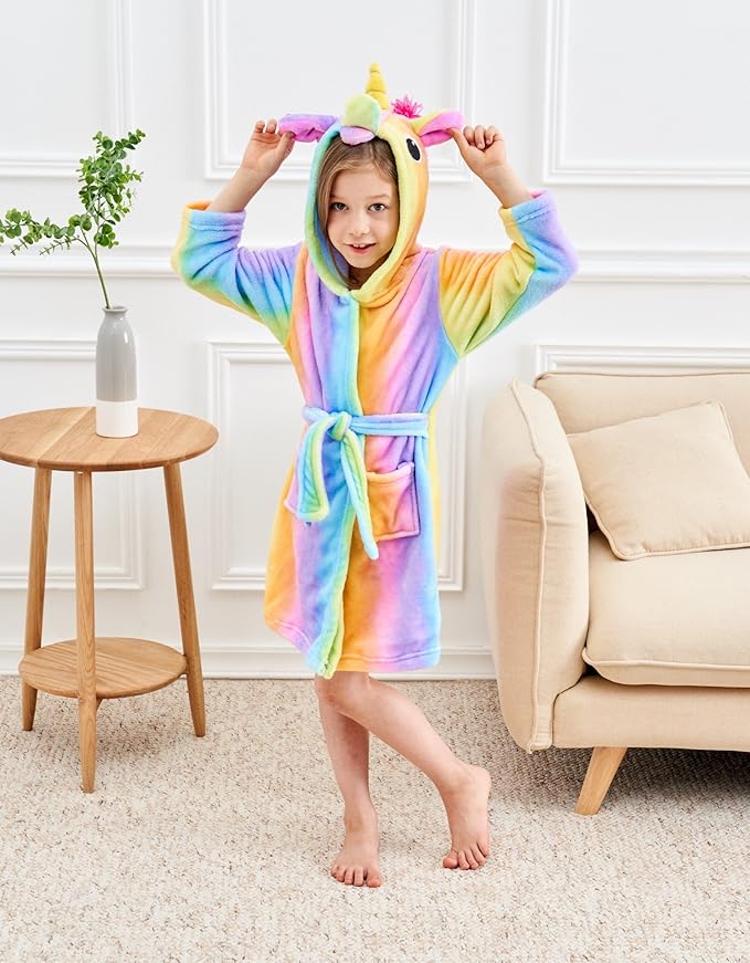 Doctor Unicorn Soft Unicorn Hooded Bathrobe Sleepwear - Unicorn Gifts for Girls