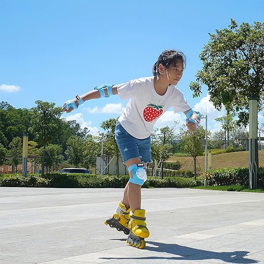 Kids/Youth Knee Pads Elbow Pads Wrist Guards 3 in1Protective Set, for 3-15 Years Child Roller Skates, Cycling, Inline Skating, Skateboard, BMX Bike, Balance Bike, Scooter Riding Sports