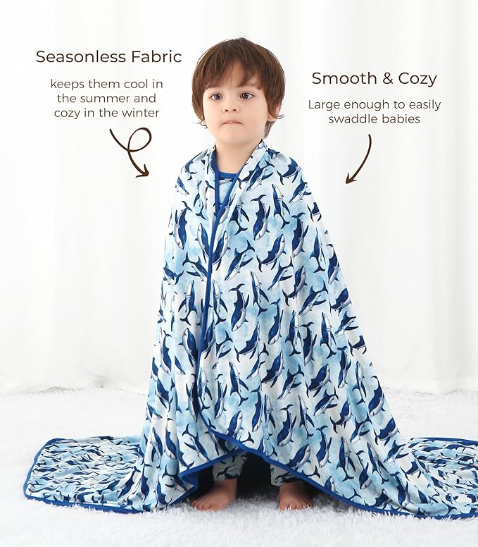 Premium Baby Blankets, Soft Viscose from Bamboo Blanket for Boys and Girls, Nursery Crib Bedding Quilt for Newborn and Toddler, Cooling for Hot Sleepers 50'' x 50'' Shark