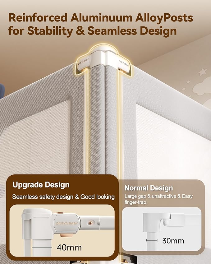 Baby Bed Rail Guard for Toddlers, Reinforced 60in Toddler Bed Rails for Queen Bed with Height Adjustable, Extral Tall Child Safety Side Railing Guards/Bedrail for Kids,Grey Bear, 1 Side 60" Lx28 H