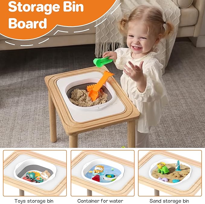 Activity Table for Kids 6-36 Months, 9 in 1 Wooden Montessori Toys with Bead Maze Shape Sorter Train Toy, Baby Sensory Table Toddler Toys 1st Birthday Gifts for Kids