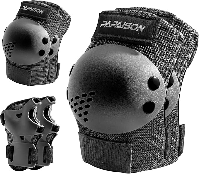 PAPAISON Kids/Youth Knee Pad, Elbow Pads & Wrist Guards for Inline Skating Bike Cycling Skateboard Scooter, 3 in 1 Protective Gear Set for Girls Boys Adult