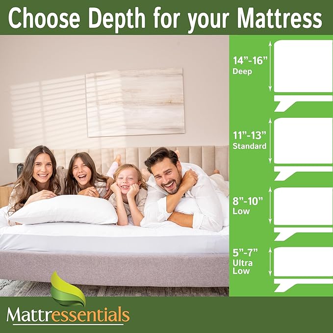 Zippered Cali King Mattress Protector (14"-16" Depth) - Bed Bug Waterproof Mattress Cover, Premium Quality Hypoallergenic Encasement White