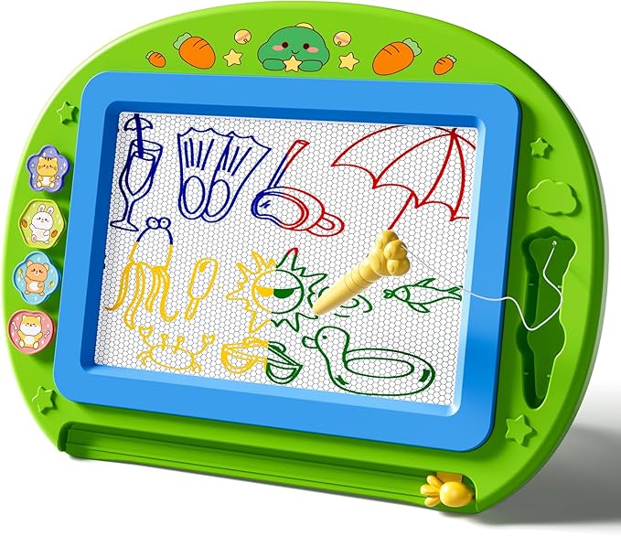 Large Magnetic Drawing Board 13 × 17 in Doodle Board Toddler Toys for Girls Boys 3 4 5 6 7 Year Old Kids, Preschool Educational Travel Toys Gifts Etch A Colorful Sketch Magnet Erasable Writing Pad