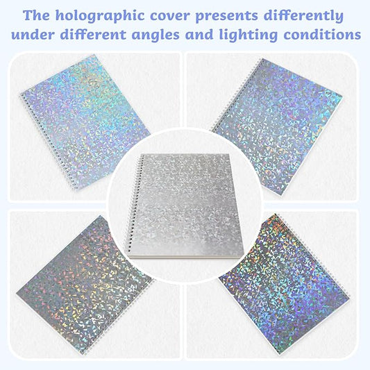 Dajino Large Reusable Sticker Book Collecting Album 8.5×11 Inch Sticker Storage Collection Organizer Book for Adult with 40 Sheets Letter Size Blank Release Paper and Holographic Cover (Fragment)