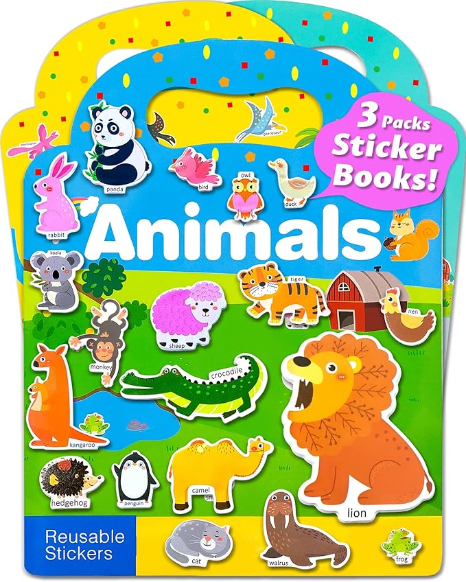 Walenced Reusable Sticker Book for Toddlers, Stickers for Kids, Toddler Sticker Book, Toddler Craft Activities, Toddler Travel Toys Ages 3 and Up Boy Girl Birthday Gifts